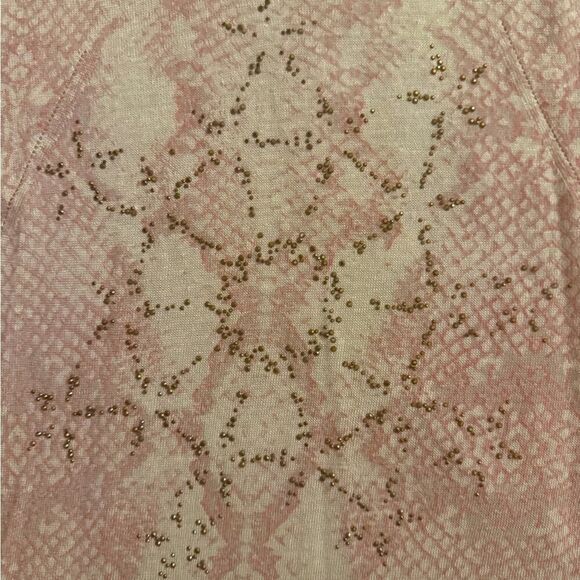 Zadig & Voltaire cream w pale pink snakeskin pattern cardigan / tank set S NWOT - Picture 3 of 16